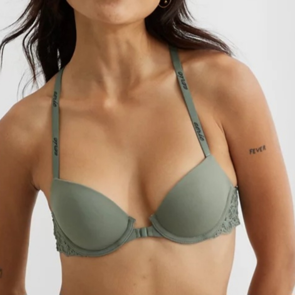 🍸AERIE REAL HAPPY DEMI LIGHTLY LINED LACE BRA SIZE 36C - Picture 2 of 10